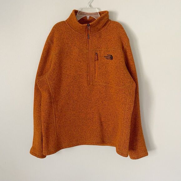 The North Face Orange Half 1/2 Zip Pullover Fleece Jacket - Picture 1 of 6